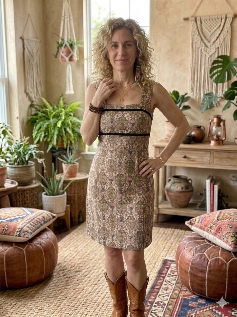 Rare Robin Jordan Paisley dress with black trim